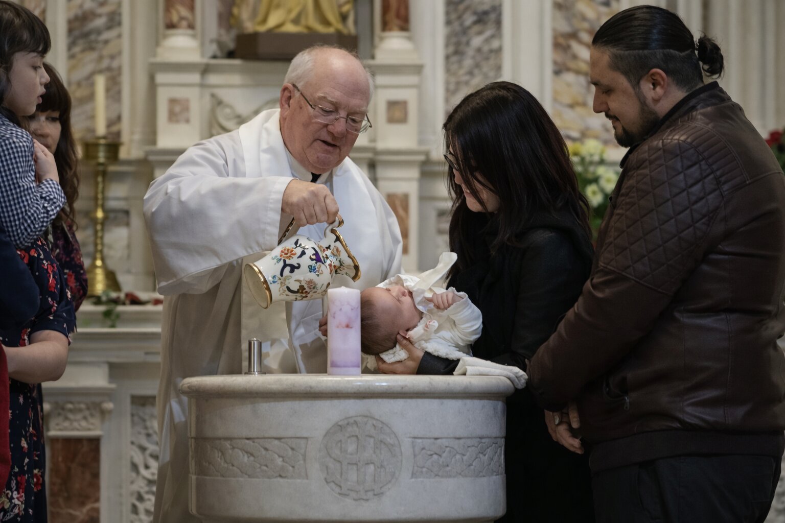 Baptism ceremony in a Catholic church