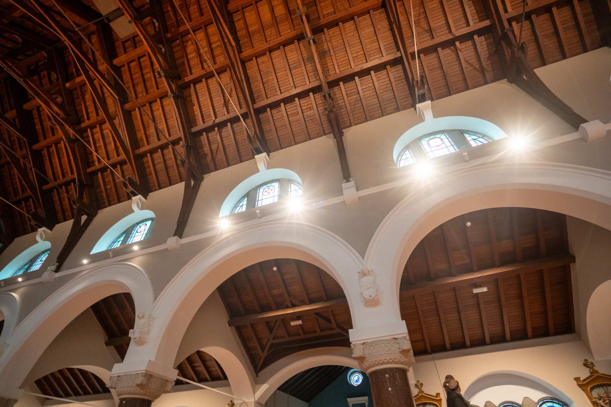Church interior after renovation with new lighting