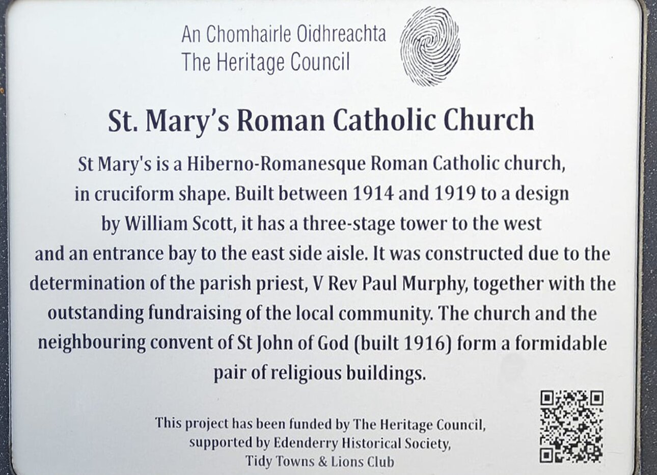 Heritage Council plaque at St Mary's Church